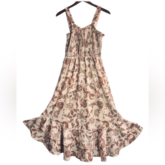 Grace Karin Dresses & Skirts - Grace Karin Floral Tiered Maxi Dress in Cream and Brown Size Small